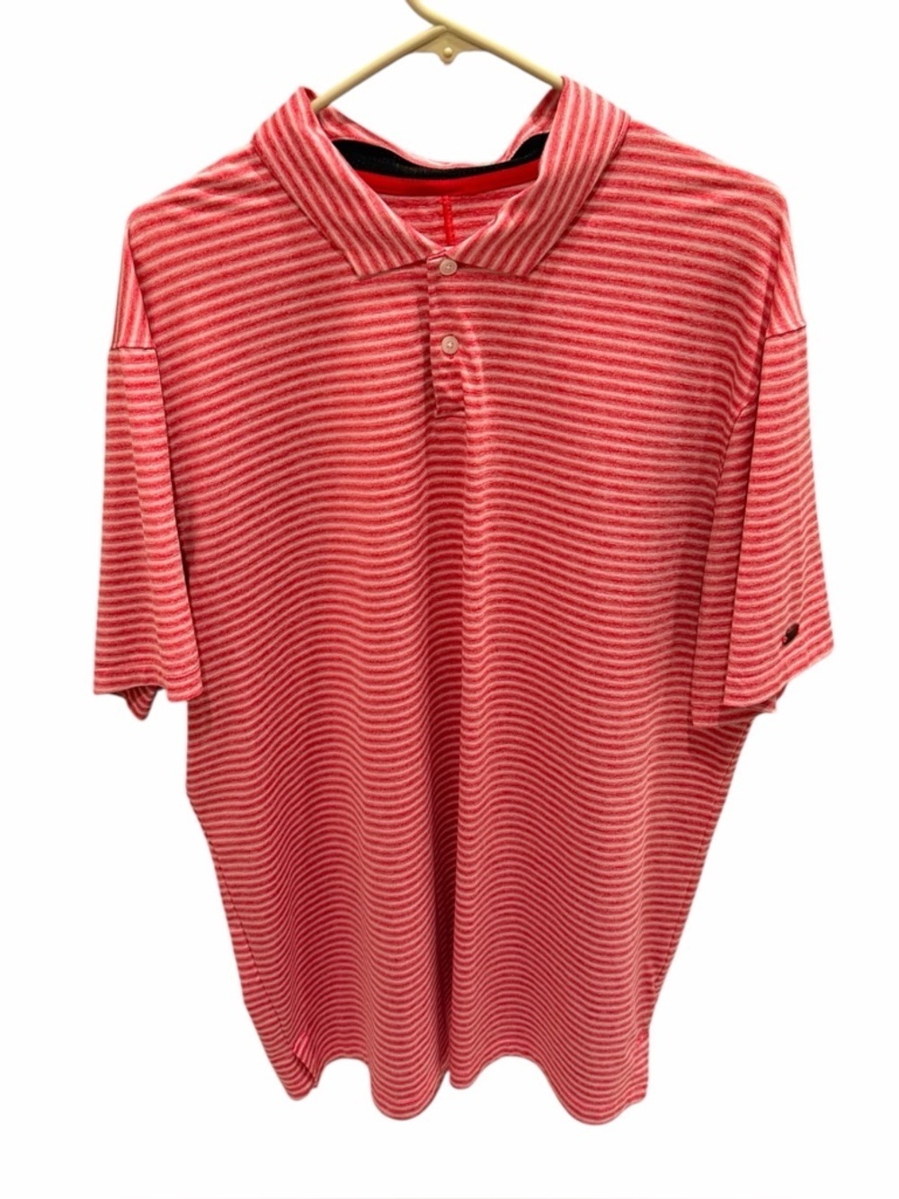 Nike Dri Fit Golf Tiger Woods Red Striped Polo Shirt XL